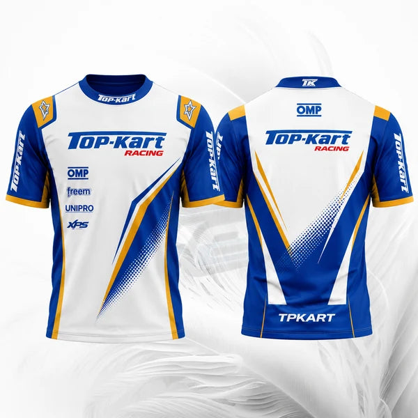 Top-Kart Racing White & Blue Karting T-Shirt – Motorsport Apparel