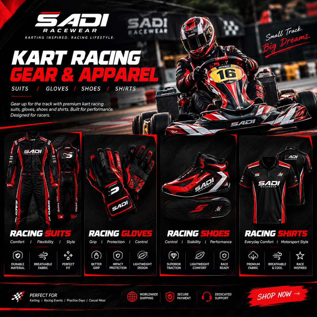 Kart racing suits gloves shoes and shirts from F1 Replica Racewear