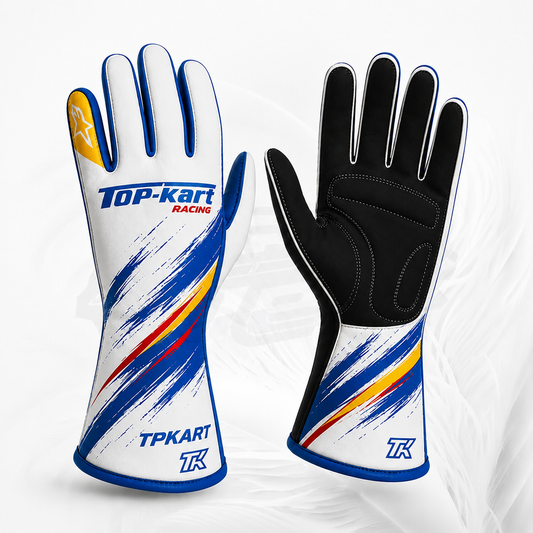 Top-Kart Racing Gloves – Blue & White Karting Gloves