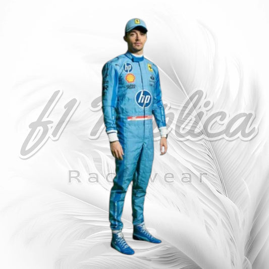 Charles Leclerc Ferrari Miami Grand Prix Blue F1 Racing Suit 2024