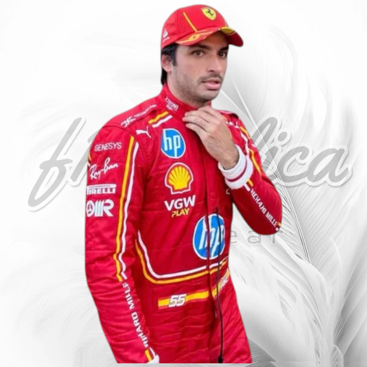 Carlos Sainz 2024 Monaco Grand Prix Ferrari F1 Racing Suit Replica