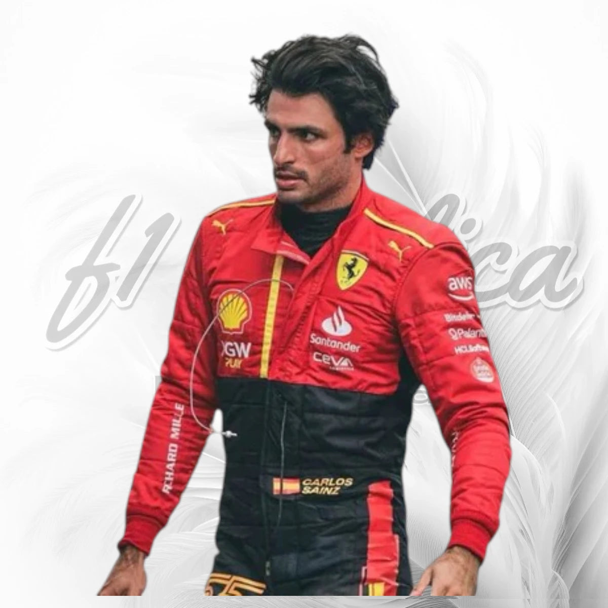 Carlos Sainz 2023 Spanish Grand Prix Ferrari F1 Racing Suit Replica