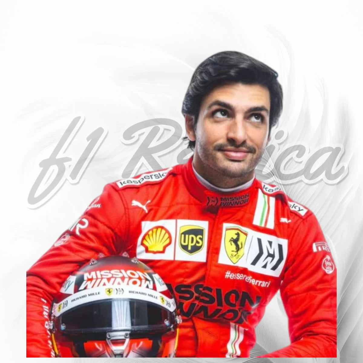 Carlos Sainz 2021 Scuderia Ferrari Mission Winnow F1 Racing Suit Replica