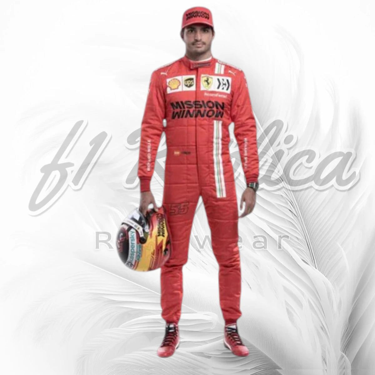 Carlos Sainz 2021 Scuderia Ferrari Mission Winnow F1 Racing Suit Replica