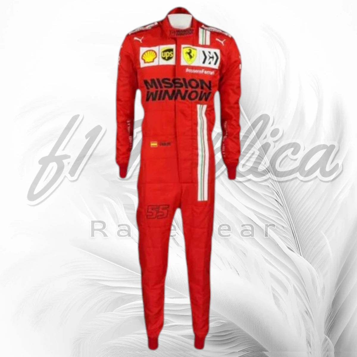 Carlos Sainz 2021 Scuderia Ferrari Mission Winnow F1 Racing Suit Replica