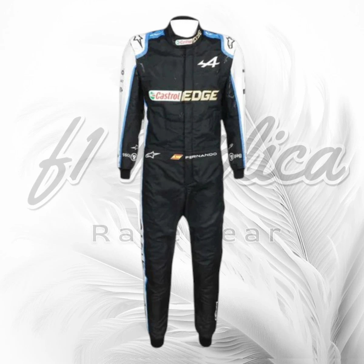 Fernando Alonso Alpine F1 Team Black & White Race Suit Replica 2021