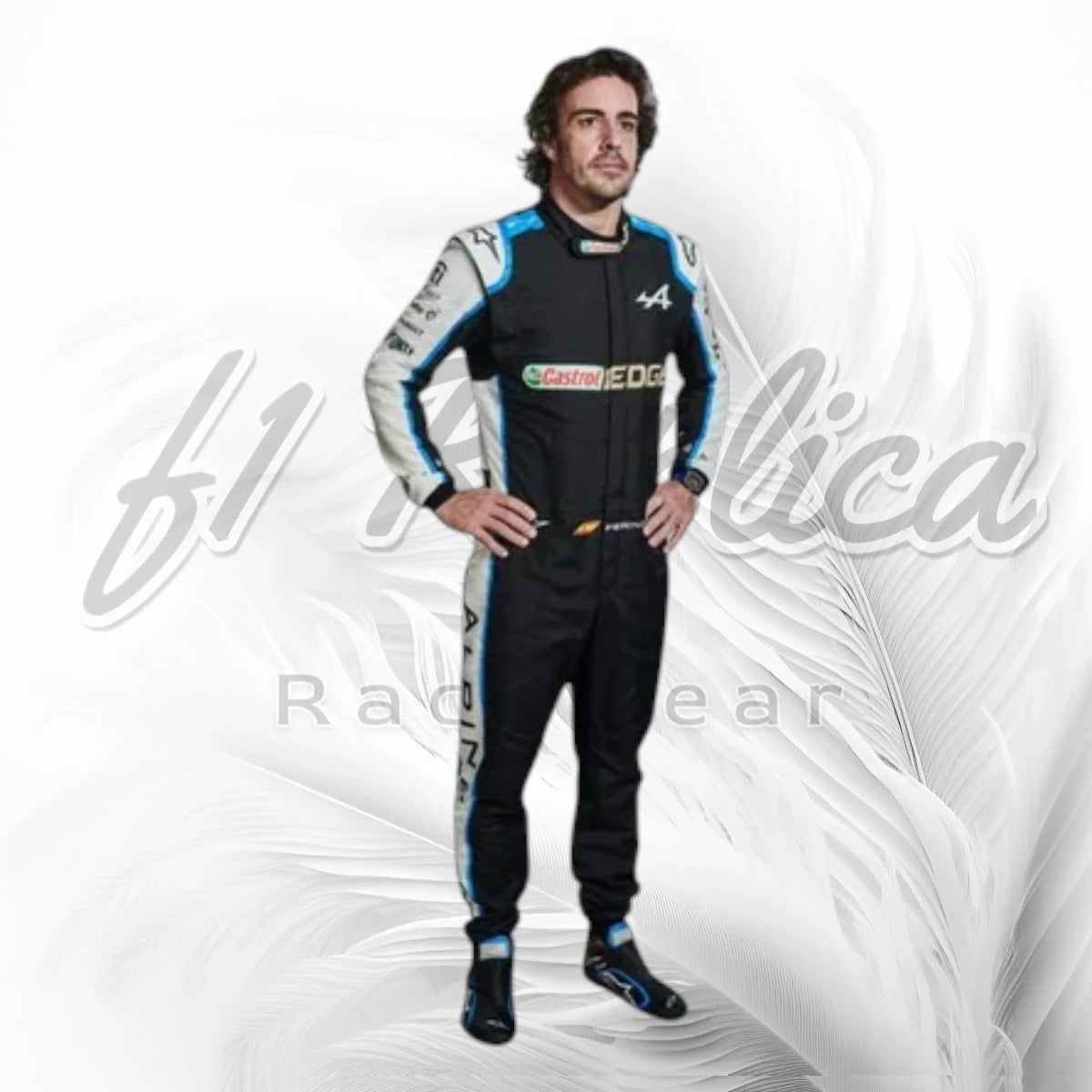 Fernando Alonso Alpine F1 Team Black & White Race Suit Replica 2021