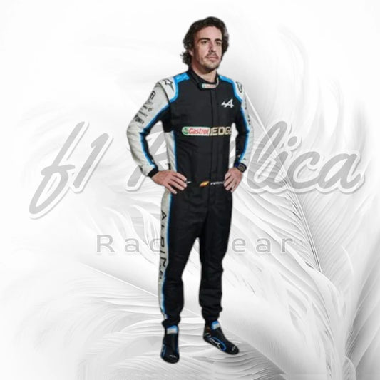 Fernando Alonso Alpine F1 Team Black & White Race Suit Replica 2021