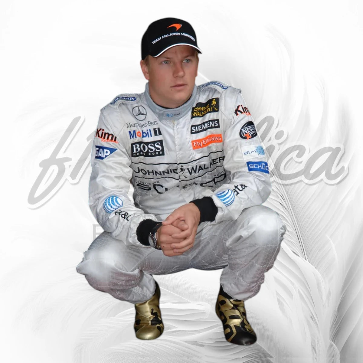 2006 Kimi Räikkönen Signed McLaren Johnnie Walker 100th Career Grand Prix Commemorative F1 Boots
