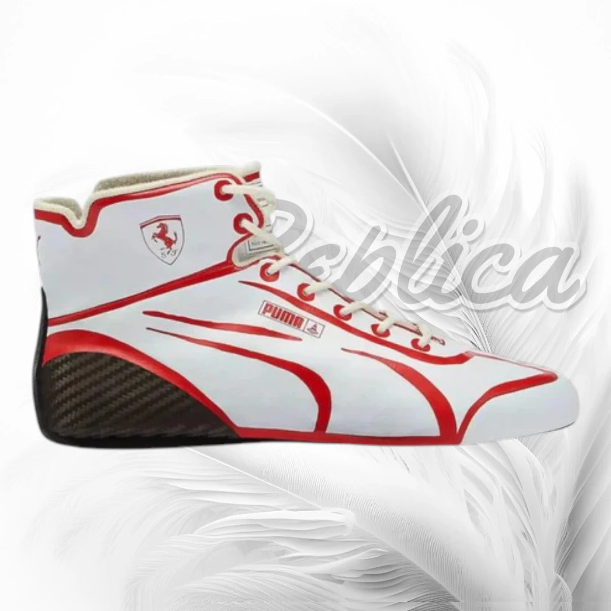 Scuderia Ferrari Puma F1 Race Shoes | White & Red Motorsport Racing Boots