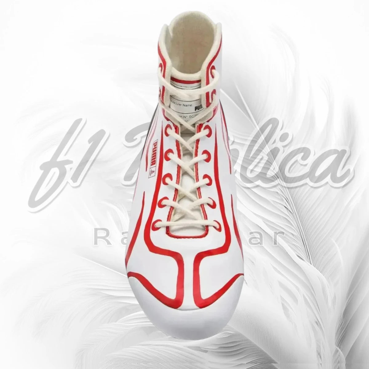 Scuderia Ferrari Puma F1 Race Shoes | White & Red Motorsport Racing Boots