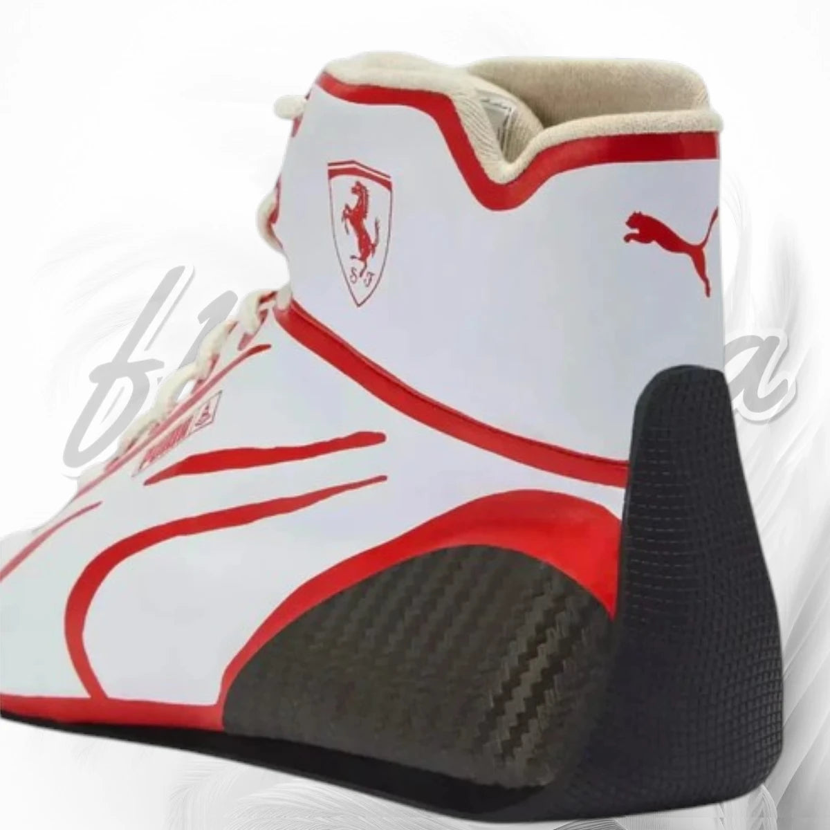 Scuderia Ferrari Puma F1 Race Shoes | White & Red Motorsport Racing Boots