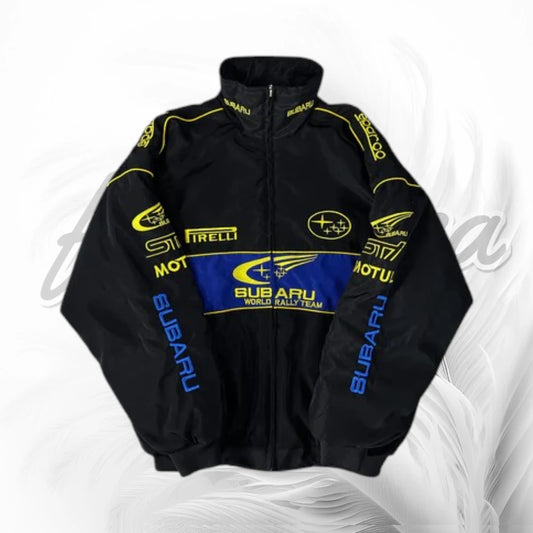 Vintage Subaru World Rally Team Jacket | Subaru WRC Racing Jacket Black Blue