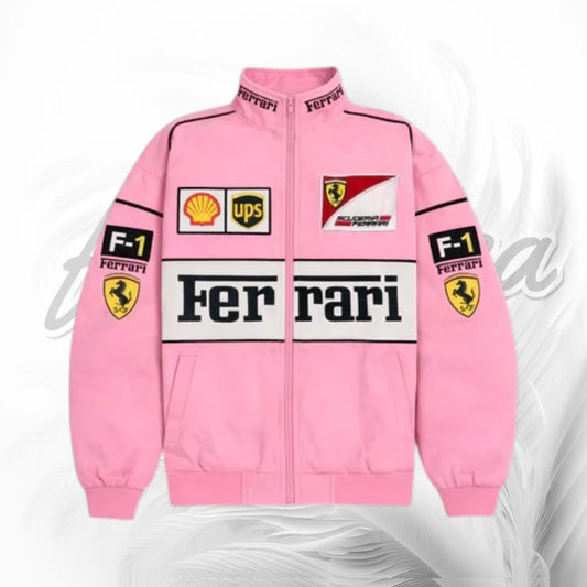 Ferrari F1 Racing Jacket Pink Edition| Vintage Motorsport Jacket for Women & Men