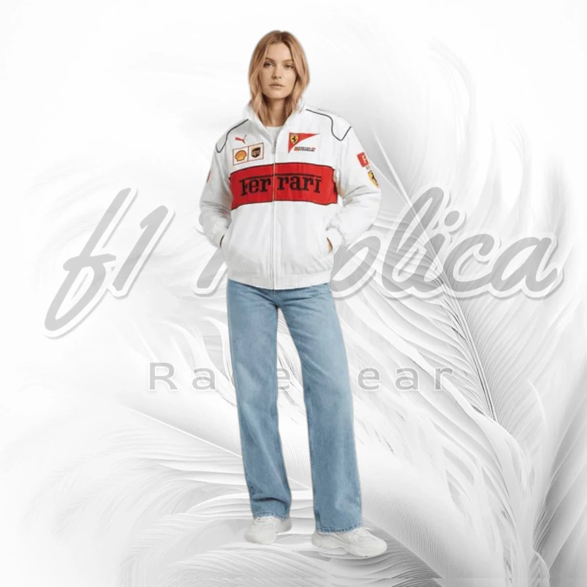 Vintage Ferrari F1 Racing Jacket White | Ferrari Motorsport Team Jacket