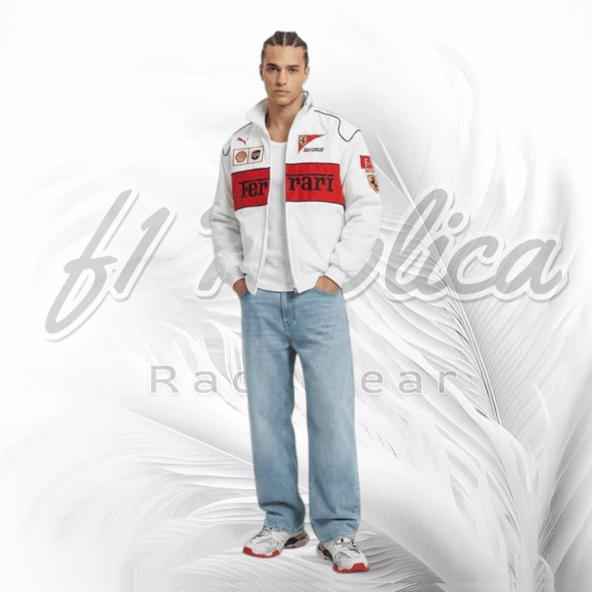 Vintage Ferrari F1 Racing Jacket White | Ferrari Motorsport Team Jacket