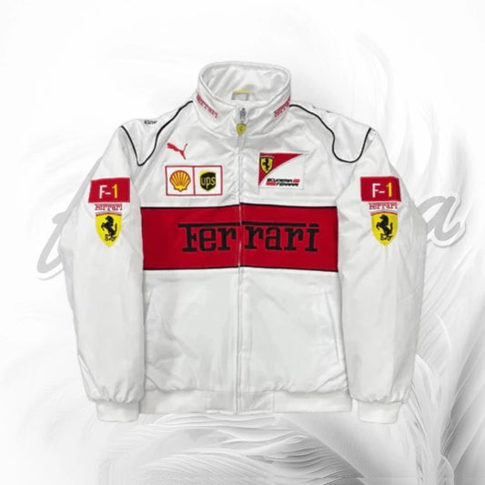 Vintage Ferrari F1 Racing Jacket White | Ferrari Motorsport Team Jacket