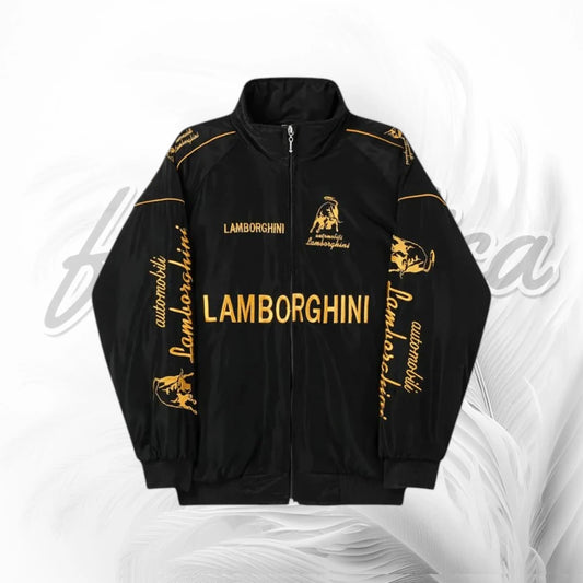 Vintage Lamborghini Racing Jacket Black & Gold | Automobili Lamborghini Motorsport Jacket