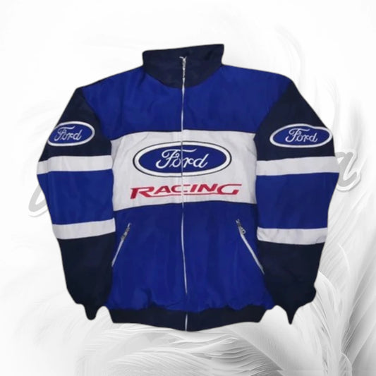 Vintage Ford Racing Jacket | Blue Ford Motorsport Bomber Jacket
