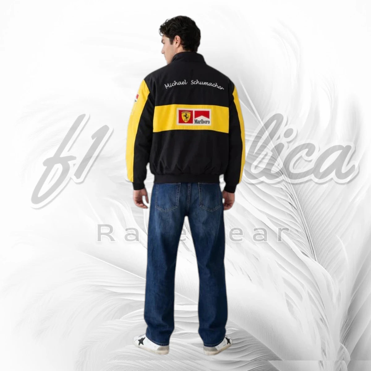 Vintage Michael Schumacher Ferrari Racing Jacket | Yellow Black Motorsport Jacket