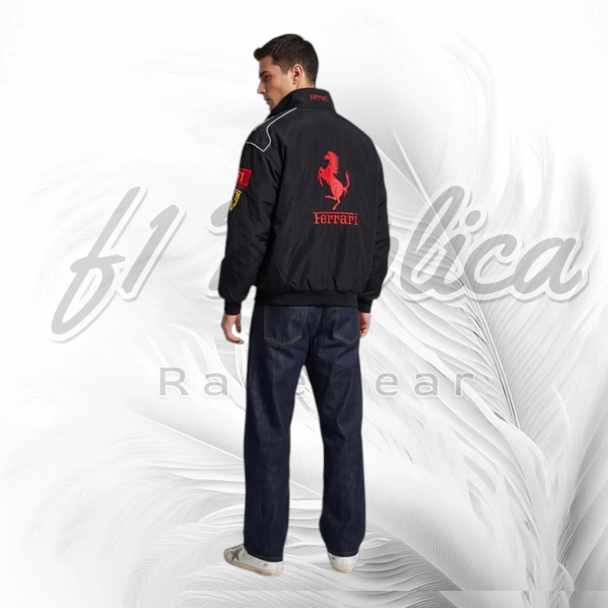Vintage Black Ferrari F1 Racing Jacket | Scuderia Ferrari Motorsport Bomber Jacket