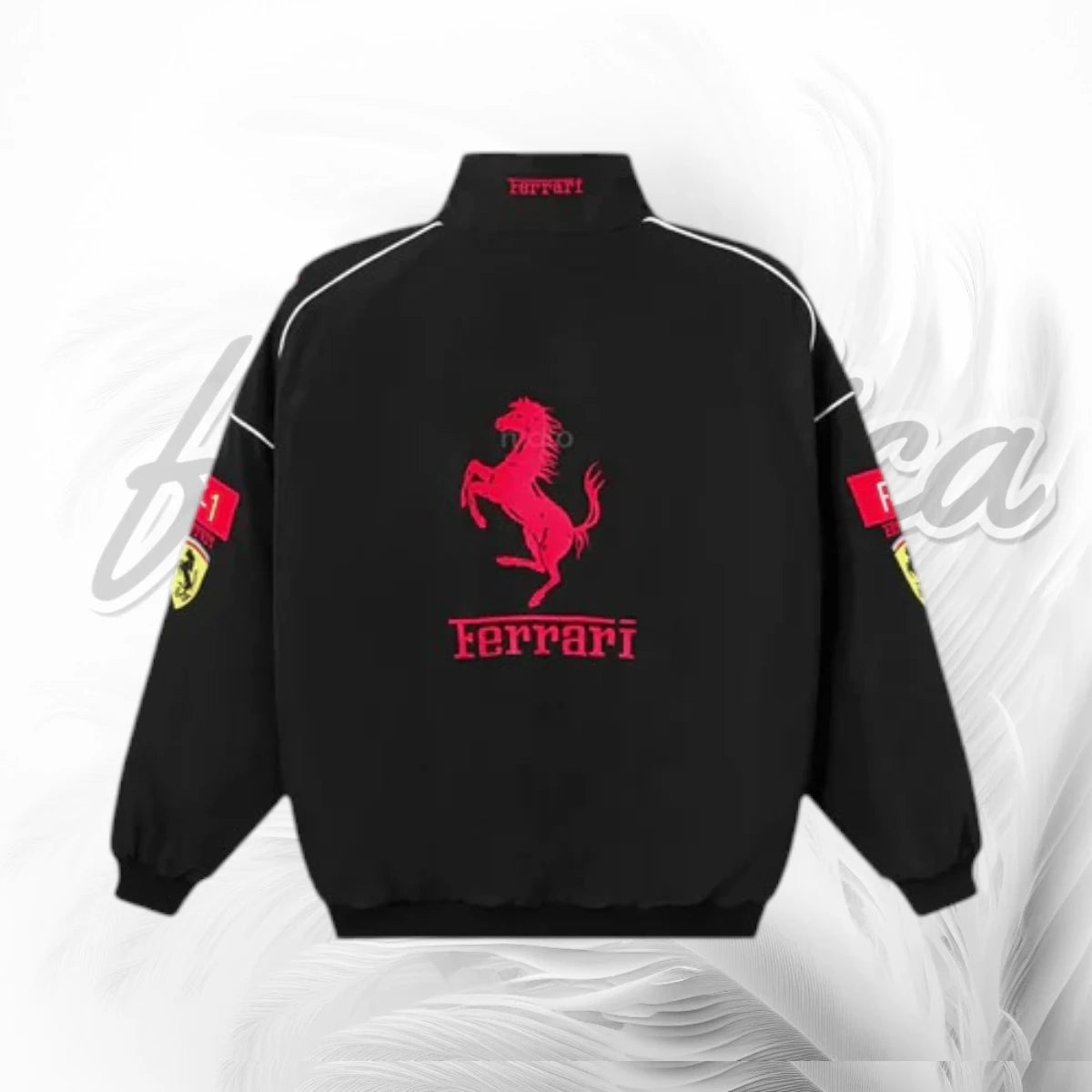 Vintage Black Ferrari F1 Racing Jacket | Scuderia Ferrari Motorsport Bomber Jacket