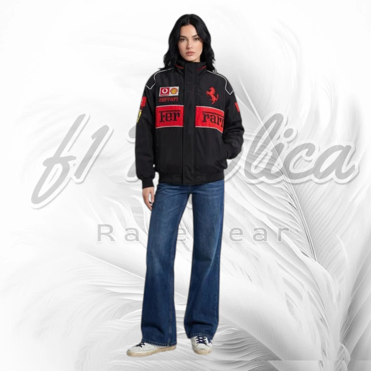 Vintage Black Ferrari F1 Racing Jacket | Scuderia Ferrari Motorsport Bomber Jacket