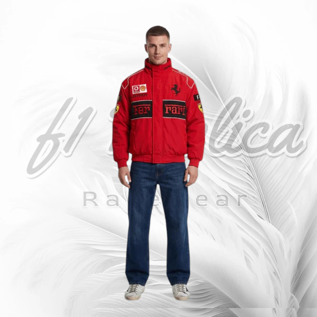 Vintage Red Ferrari F1 Racing Jacket | Scuderia Ferrari Motorsport Bomber Jacket