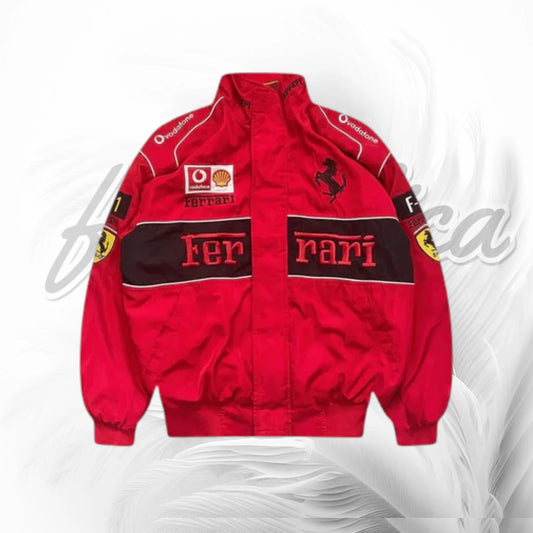 Vintage Red Ferrari F1 Racing Jacket | Scuderia Ferrari Motorsport Bomber Jacket