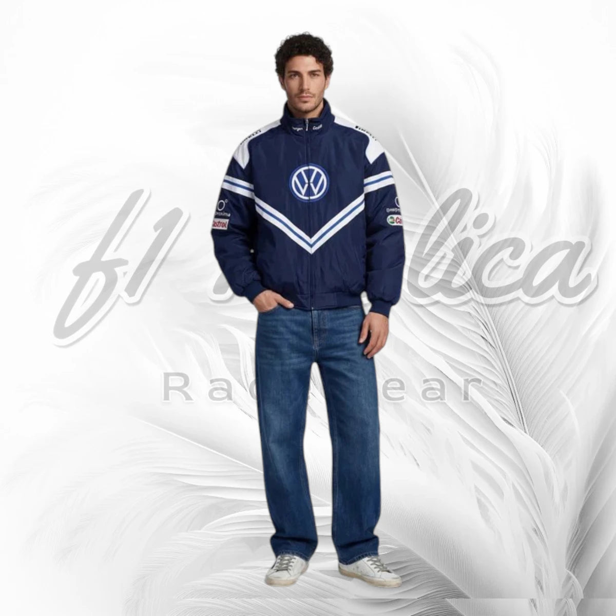 Vintage Volkswagen Motorsport Racing Jacket Navy Blue