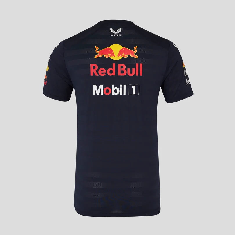 Red Bull Racing inspired navy F1 motorsport T-shirt back view 2025