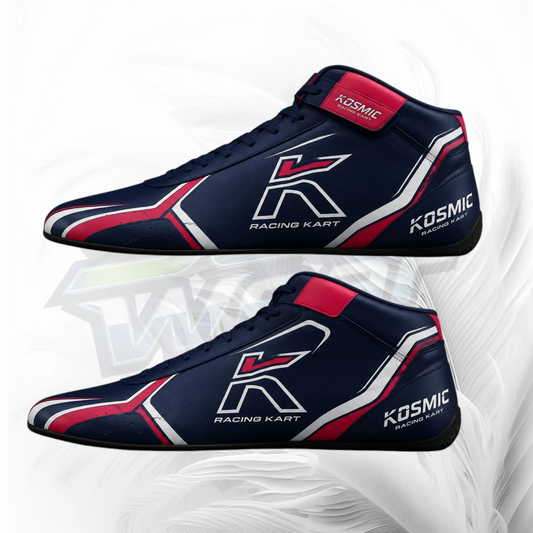 Kosmic Kart Racing Shoes – Navy Blue Red & White Racing Kart Footwear