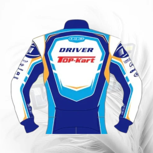 Top Kart Racing Suit Blue White | Premium Custom Kart Racing Suit