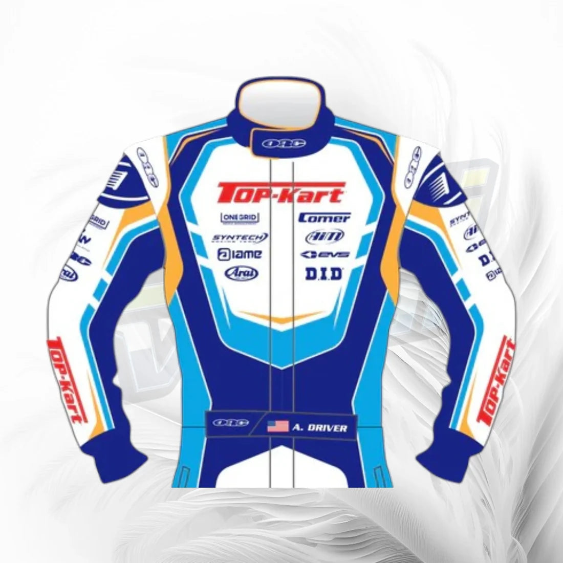 Top Kart Racing Suit Blue White | Premium Custom Kart Racing Suit
