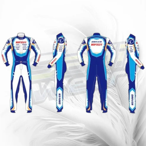 Top Kart Racing Suit Blue White | Premium Custom Kart Racing Suit