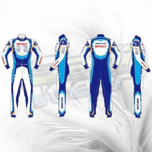 Top Kart Racing Suit Blue White | Premium Custom Kart Racing Suit
