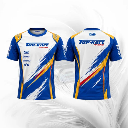 Top-Kart Racing Blue & White Karting T-Shirt