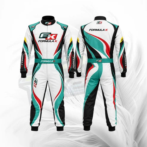 Formula K White Kart Racing Suit | Premium FK Replica Racewear