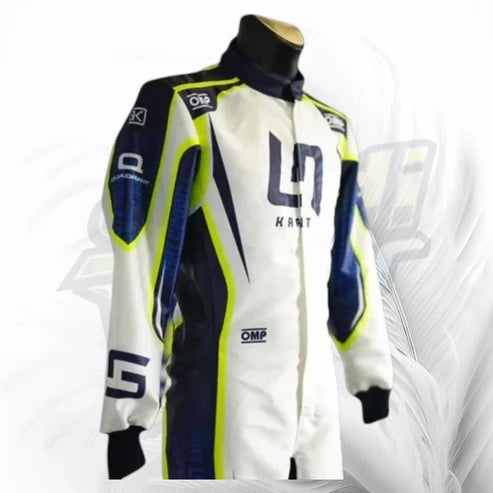 LN Kart Racing Suit – Premium White & Blue Kart Racing Suit