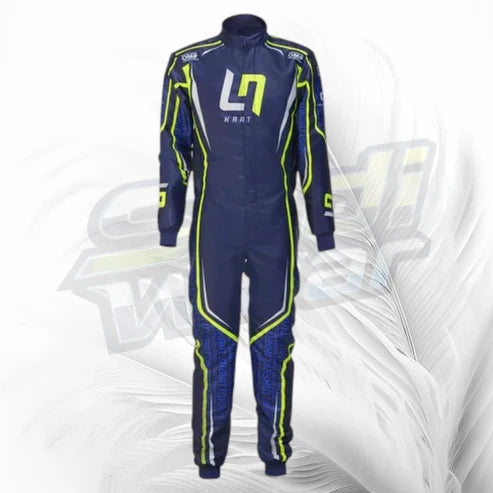 LN Kart Racing Suit Navy Blue & Neon Yellow 2022