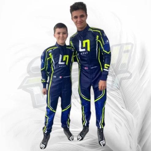 LN Kart Racing Suit Navy Blue & Neon Yellow 2022