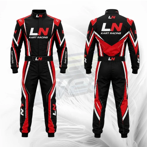 LN Kart Racing Suit Black Red White – Premium Kart Racing Suit
