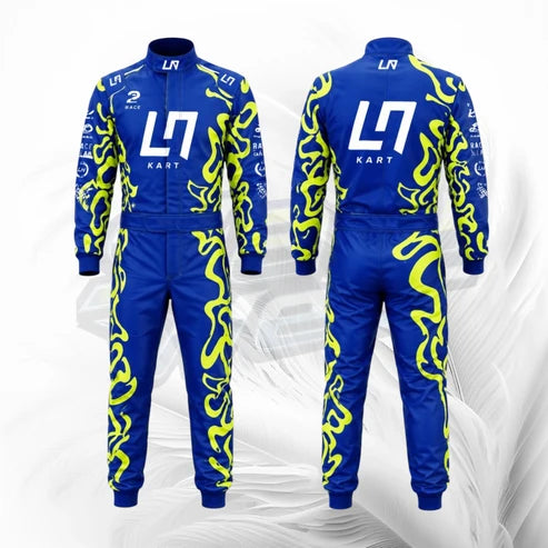 LN Kart Racing Suit Blue & Neon Yellow – Premium Kart Racing Suit