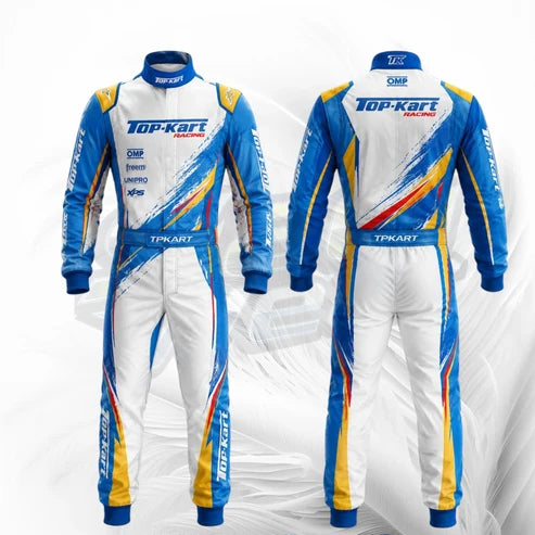 Top Kart Blue White Racing Suit | Premium Custom Kart Racing Suit