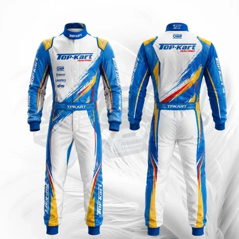 Top Kart Blue White Racing Suit | Premium Custom Kart Racing Suit