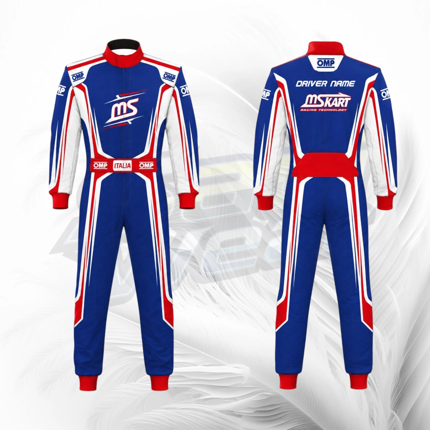 MS Kart OMP Racing Suit Blue Red White