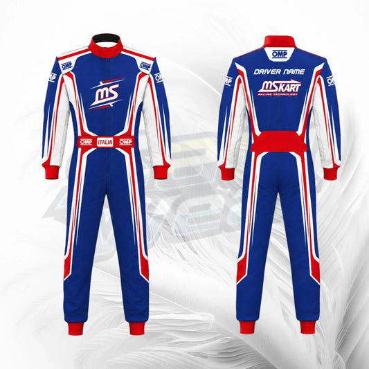 MS Kart OMP Racing Suit Blue Red White