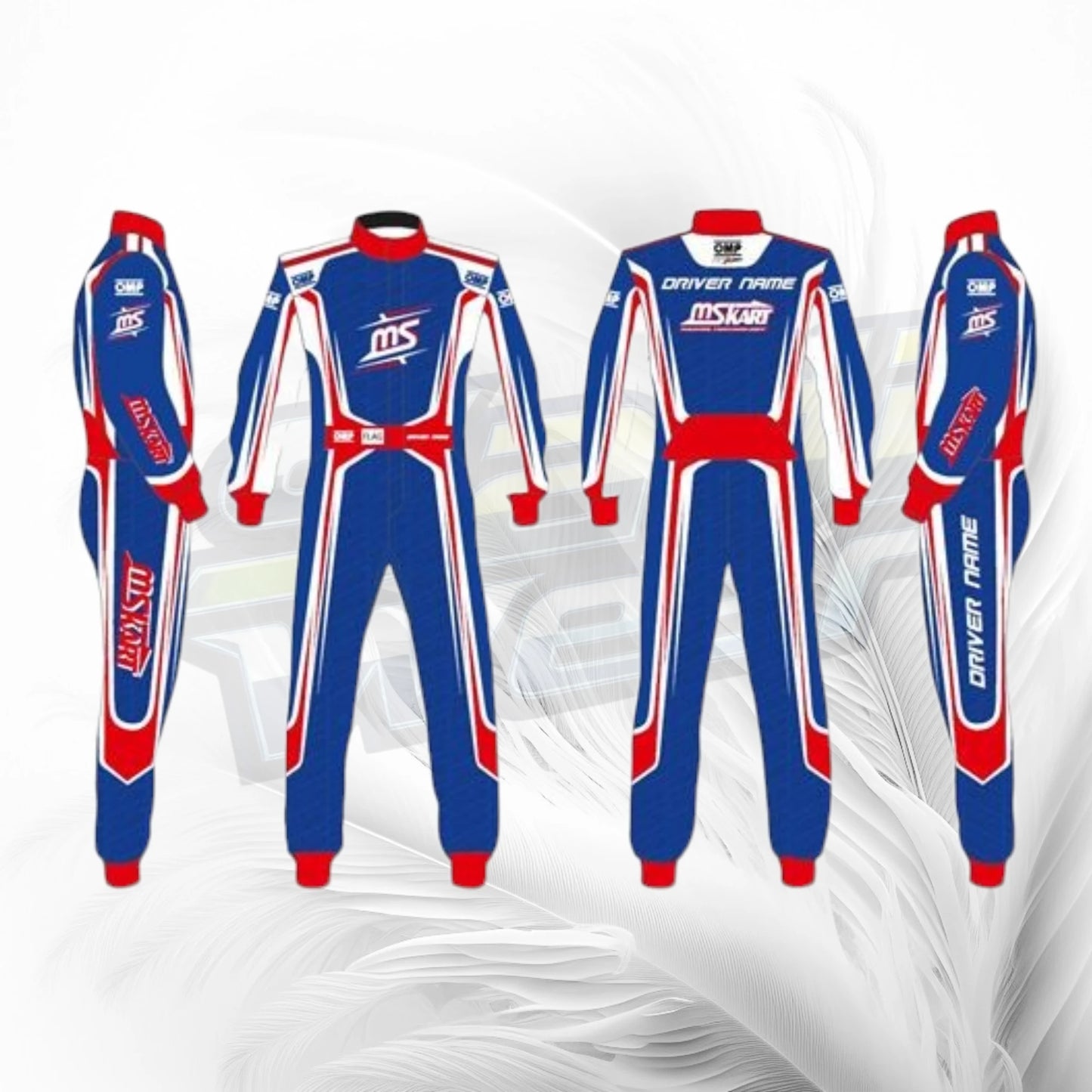 MS Kart OMP Racing Suit Blue Red White
