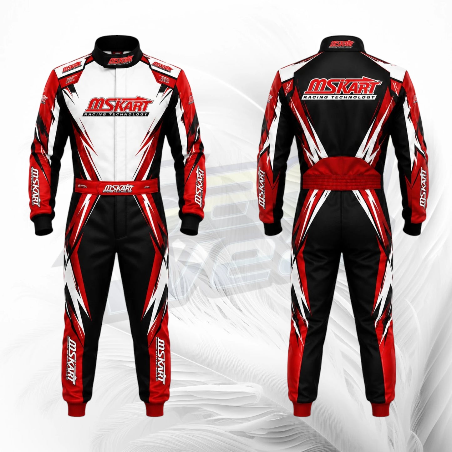 MS Kart Racing Suit Red Black White | Premium Custom Go Kart Racing Suit