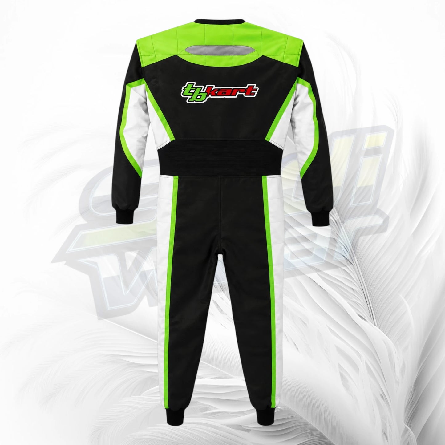TB Kart Racing Suit Black Green White | Premium Custom Kart Suit